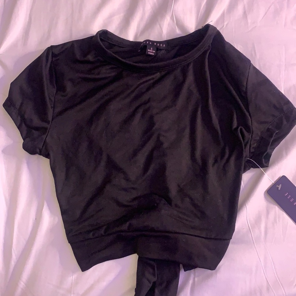 black tie up crop top